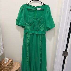 ASOS Green Midi Dress - Lace, Ruffle, and Bodice Detail